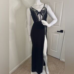 Banjul Beaded Elegant Black Evening Dress Size Small.